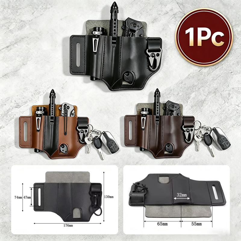 Edc Carry Belt Leather - Gantungan Pinggang Kulit Sapi Tempat Alat