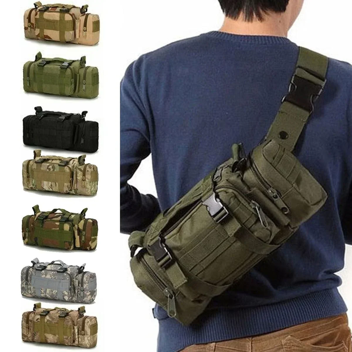 Edc Carry Bag For Men - Tas Pinggang Duffel Molle Tahan Air