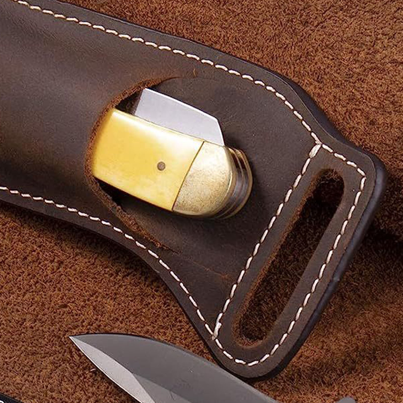 Tas Pinggang Kulit Coklat untu - Edc Carry Belt Leather ulasan dan harga